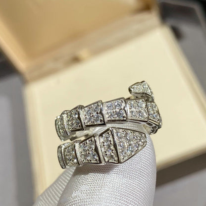 [Star Jewelry]SERPENTI DOUBLE RING SILVER DIAMOND PAVED