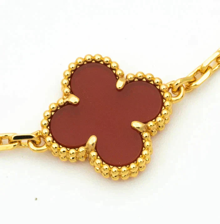 [Star Jewelry] CLOVER 5 MOTIF RED CORNELIAN BRACELET COLLECTION