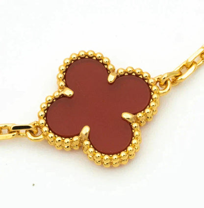 [Star Jewelry] CLOVER 5 MOTIF RED CORNELIAN BRACELET COLLECTION