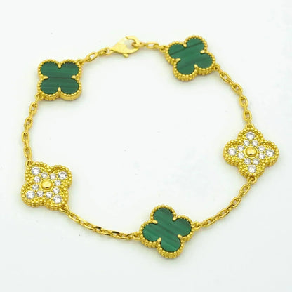 [Star Jewelry] CLOVER 5 MOTIF MALACHITE BRACELET COLLECTION