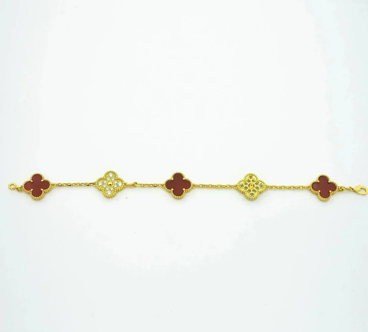 [Star Jewelry] CLOVER 5 MOTIF RED CORNELIAN BRACELET COLLECTION