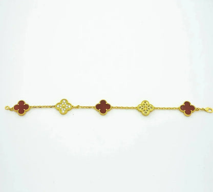 [Star Jewelry] CLOVER 5 MOTIF RED CORNELIAN BRACELET COLLECTION