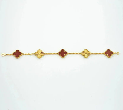 [Star Jewelry] CLOVER 5 MOTIF RED CORNELIAN BRACELET COLLECTION