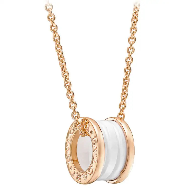 [Star Jewelry]ZERO 1 WHITE CERAMIC PINK GOLD DIAMOND NECKLACE