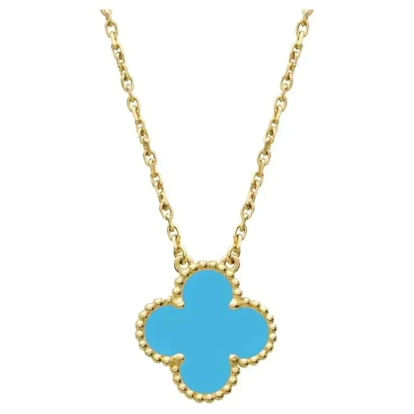 [Star Jewelry]CLOVER 15MM VINTAGE TURQUOISE NECKLACE