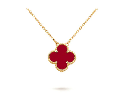 [Star Jewelry]CLOVER 15MM CARNELIAN SINGLE FLOWER NECKLACE