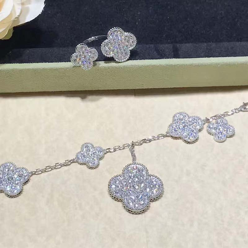 [Star Jewelry]CLOVER 6 MOTIFS SILVER DIAMOND BRACELET