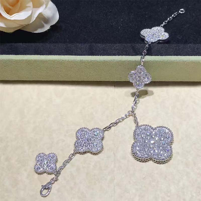 [Star Jewelry]CLOVER 6 MOTIFS SILVER DIAMOND BRACELET