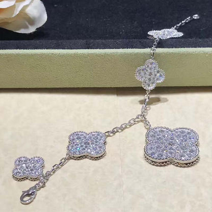 [Star Jewelry]CLOVER 6 MOTIFS SILVER DIAMOND BRACELET