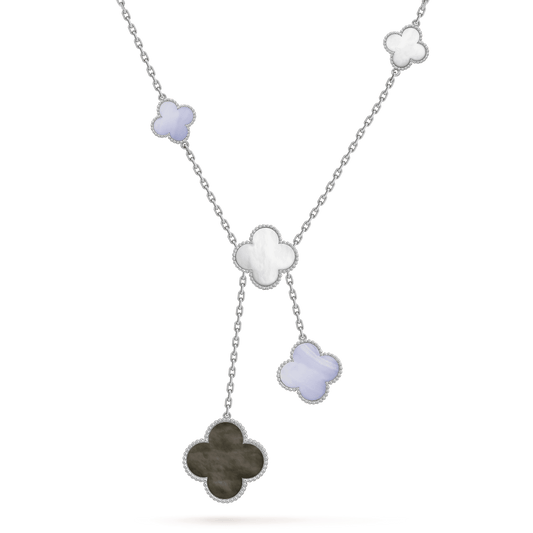 [Star Jewelry]CLOVER MOP CHALCEDONY NECKLACE SILVER 6 MOTIF