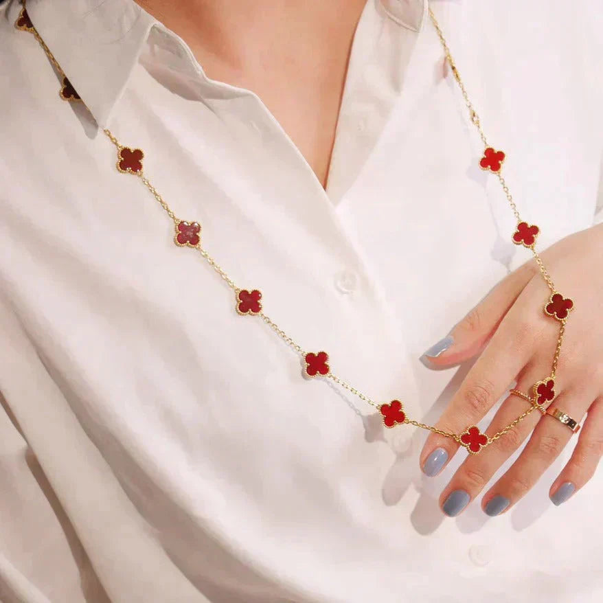 [Star Jewelry]CLOVER 20 MOTIFS CARNELIAN NECKLACE
