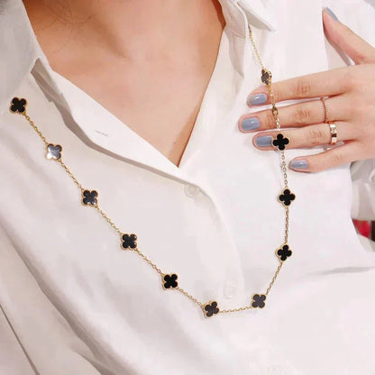 [Star Jewelry]CLOVER 20 MOTIFS ONYX NECKLACE