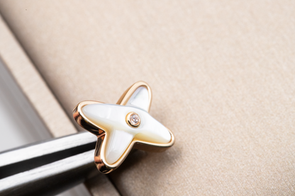 [Star Jewelry]JEUX DE WHITE MOP ROSE GOLD DIAMOND EARRINGS