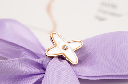 [Star Jewelry]JEUX DE WHITE MOP PINK GOLD DIAMOND EARRINGS