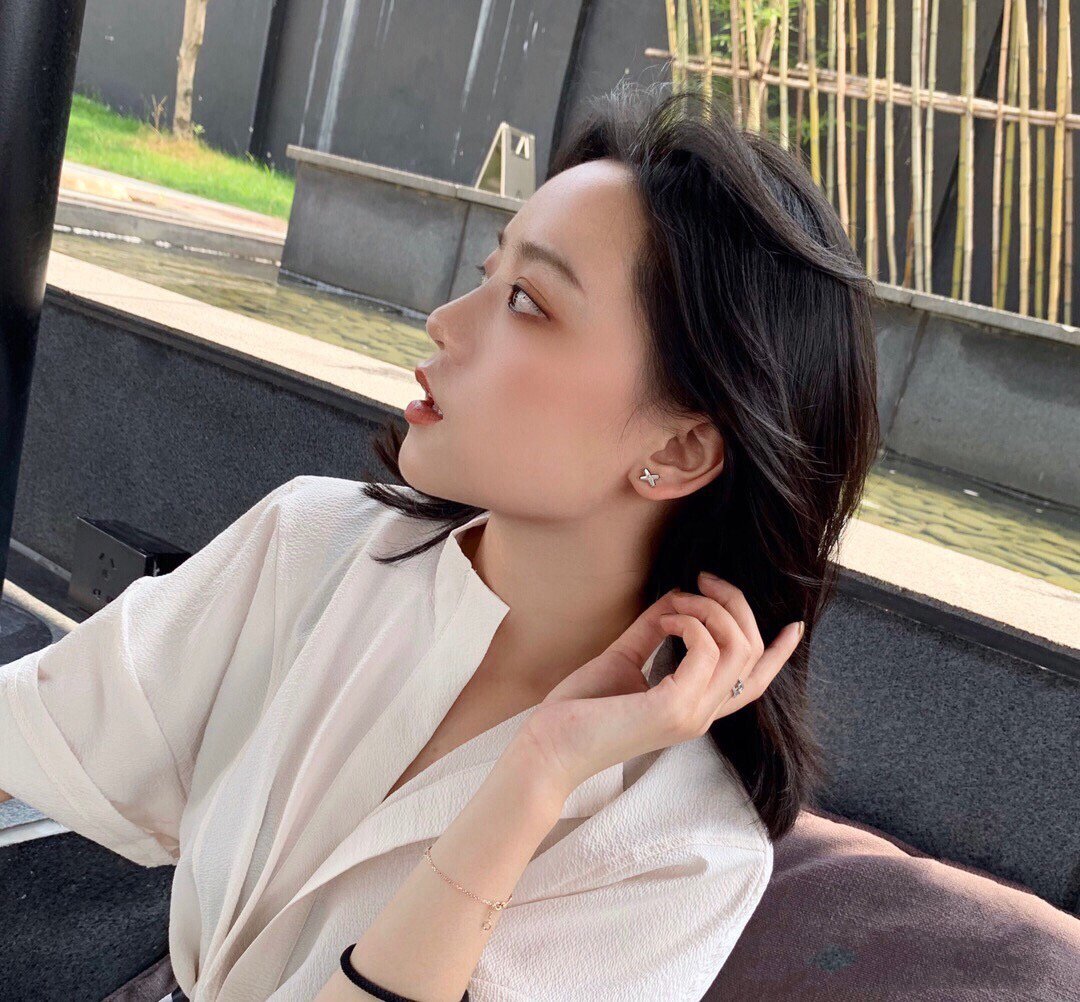 [Star Jewelry]JEUX DE WHITE MOP ROSE GOLD DIAMOND EARRINGS