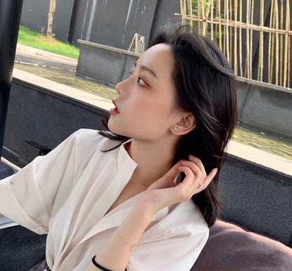 [Star Jewelry]JEUX DE WHITE MOP ROSE GOLD DIAMOND EARRINGS