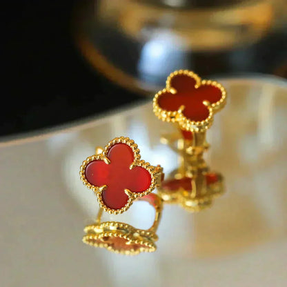 [Star Jewelry]CLOVER MEDIUM 1 MOTIFS CARNELIAN  EARRINGS