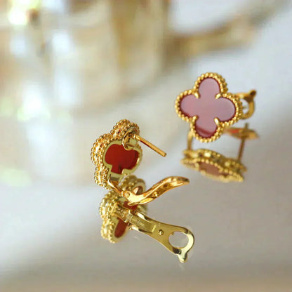 [Star Jewelry]CLOVER MEDIUM 1 MOTIFS CARNELIAN  EARRINGS