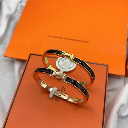 [Star Jewelry]CLASSIC HM CLIC BLACK 8MM ENAMEL BRACELET