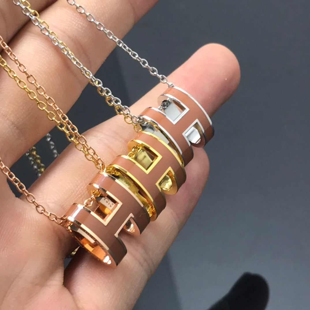 [Star Jewelry]H NECKLACE BROWN