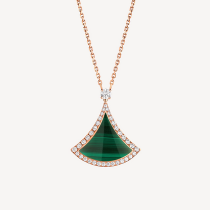 [Star Jewelry]DREAM MALACHITE DIAMOND PAVED PINK GOLD NECKLACE