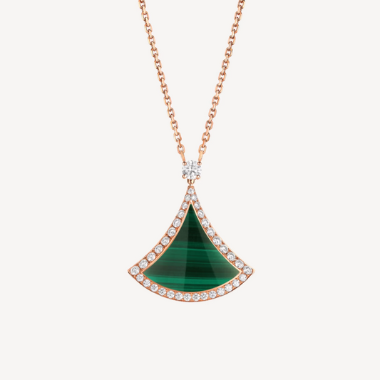 [Star Jewelry]DREAM MALACHITE DIAMOND PAVED PINK GOLD NECKLACE