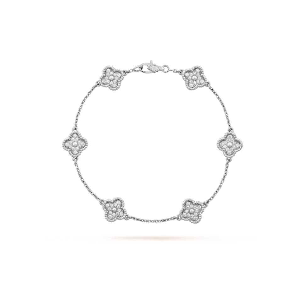 [Star Jewelry]CLOVER 6 MOTIF SILVER DIAMOND BRACELET