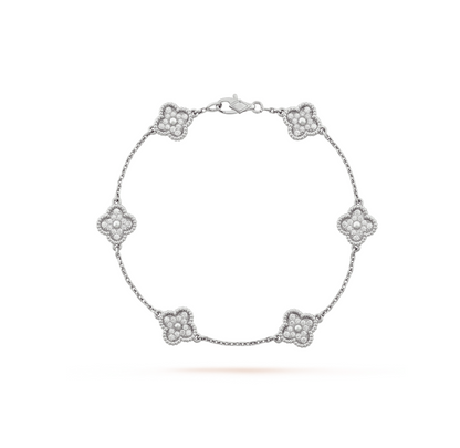 [Star Jewelry]CLOVER 6 MOTIF SILVER DIAMOND BRACELET