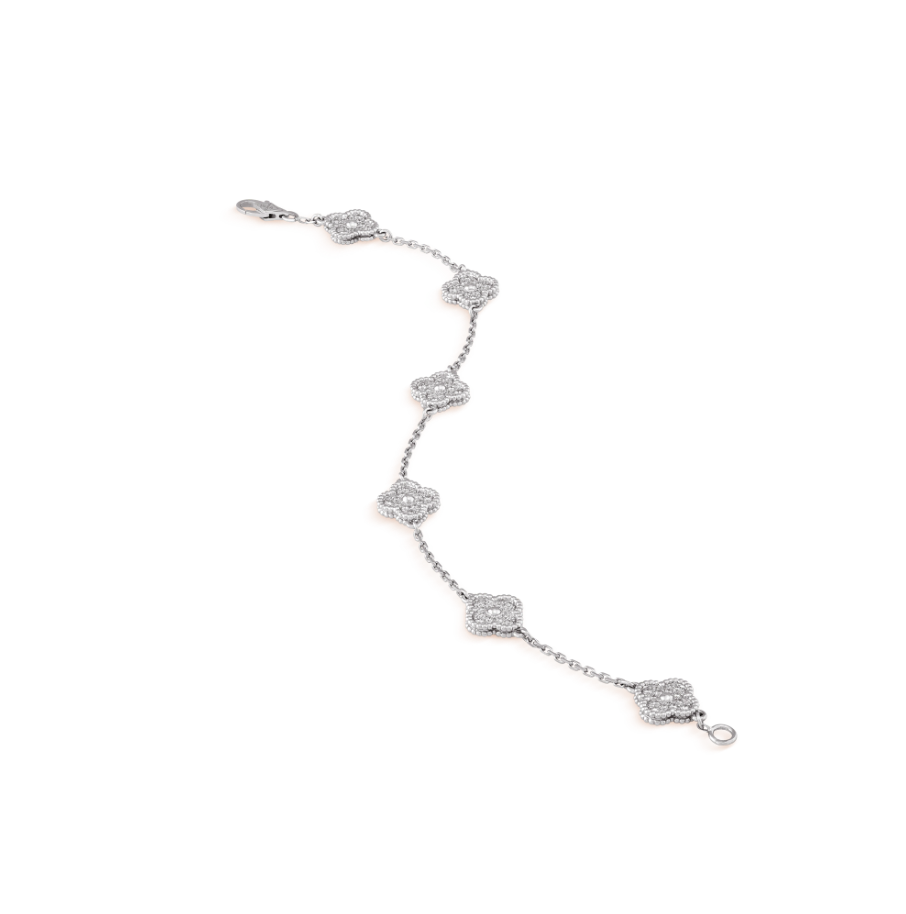 [Star Jewelry]CLOVER 6 MOTIF SILVER DIAMOND BRACELET