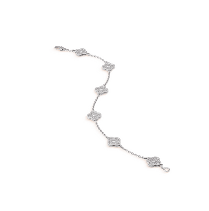 [Star Jewelry]CLOVER 6 MOTIF SILVER DIAMOND BRACELET