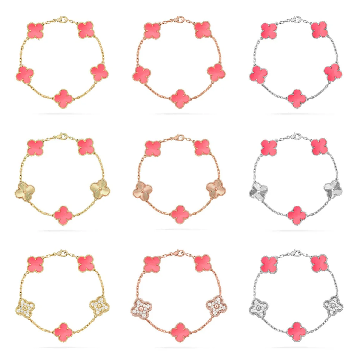[Star Jewelry] CLOVER 5 MOTIFS  PINK MOP BRACELET COLLECTION