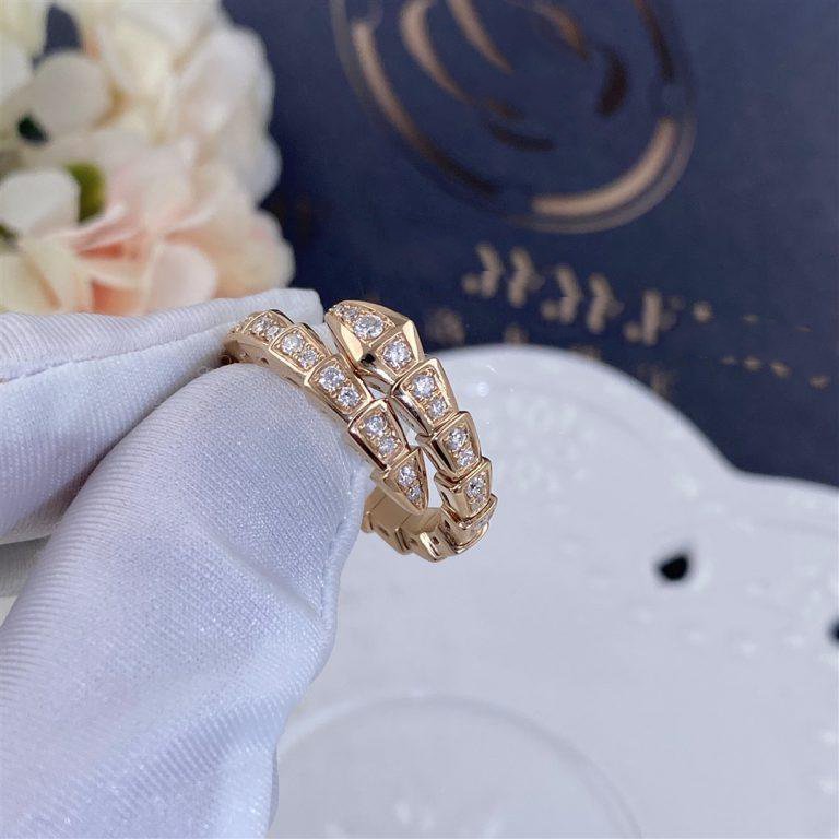 [Star Jewelry]SERPENTI RING PINK GOLD DIAMOND PAVED 4MM
