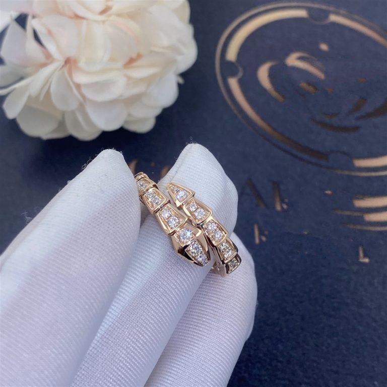 [Star Jewelry]SERPENTI RING PINK GOLD DIAMOND PAVED 4MM