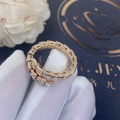 [Star Jewelry]SERPENTI RING PINK GOLD DIAMOND PAVED 4MM