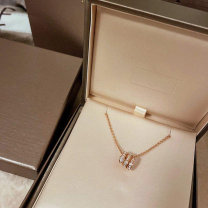 [Star Jewelry]SERPENTI PINK GOLD NECKLACE DOUBLE RING DIAMOND