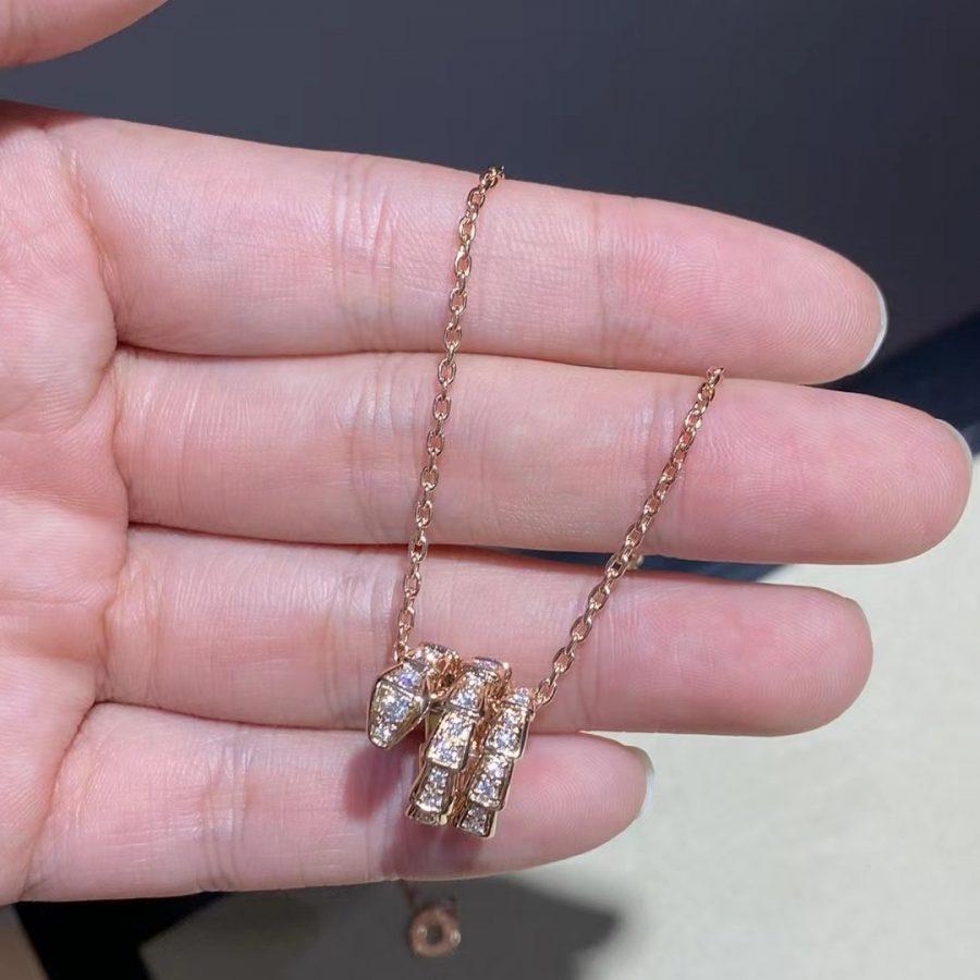 [Star Jewelry]SERPENTI PINK GOLD NECKLACE DOUBLE RING DIAMOND