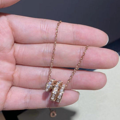 [Star Jewelry]SERPENTI PINK GOLD NECKLACE DOUBLE RING DIAMOND