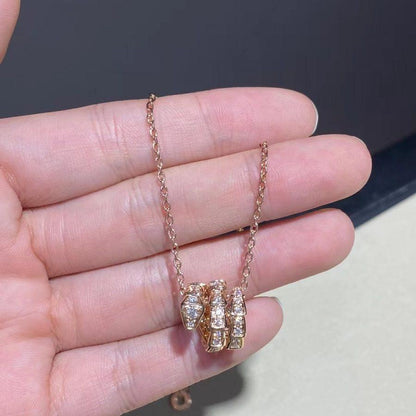 [Star Jewelry]SERPENTI PINK GOLD NECKLACE DOUBLE RING DIAMOND