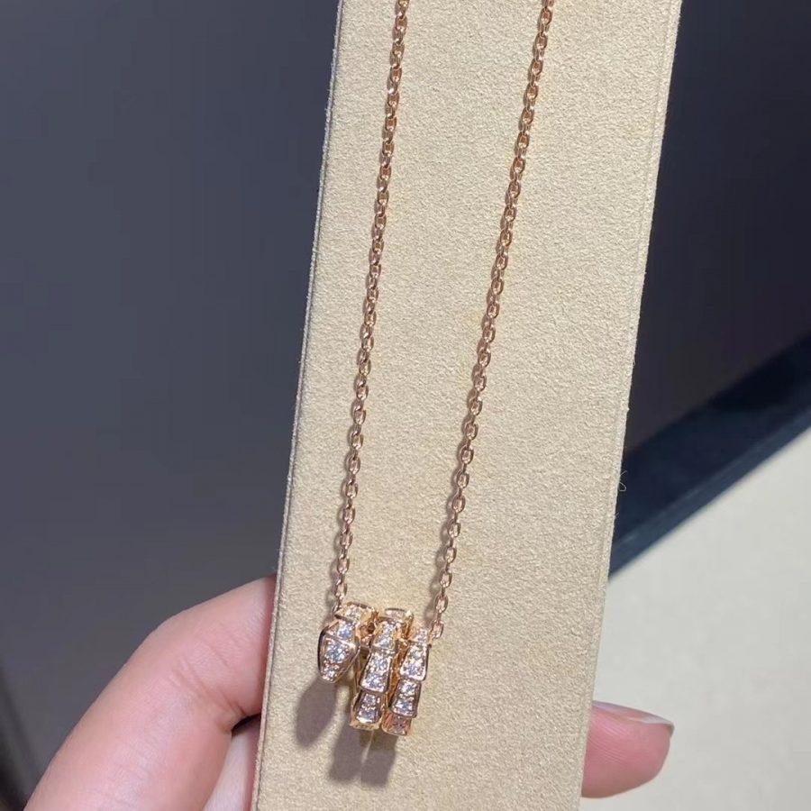 [Star Jewelry]SERPENTI PINK GOLD NECKLACE DOUBLE RING DIAMOND