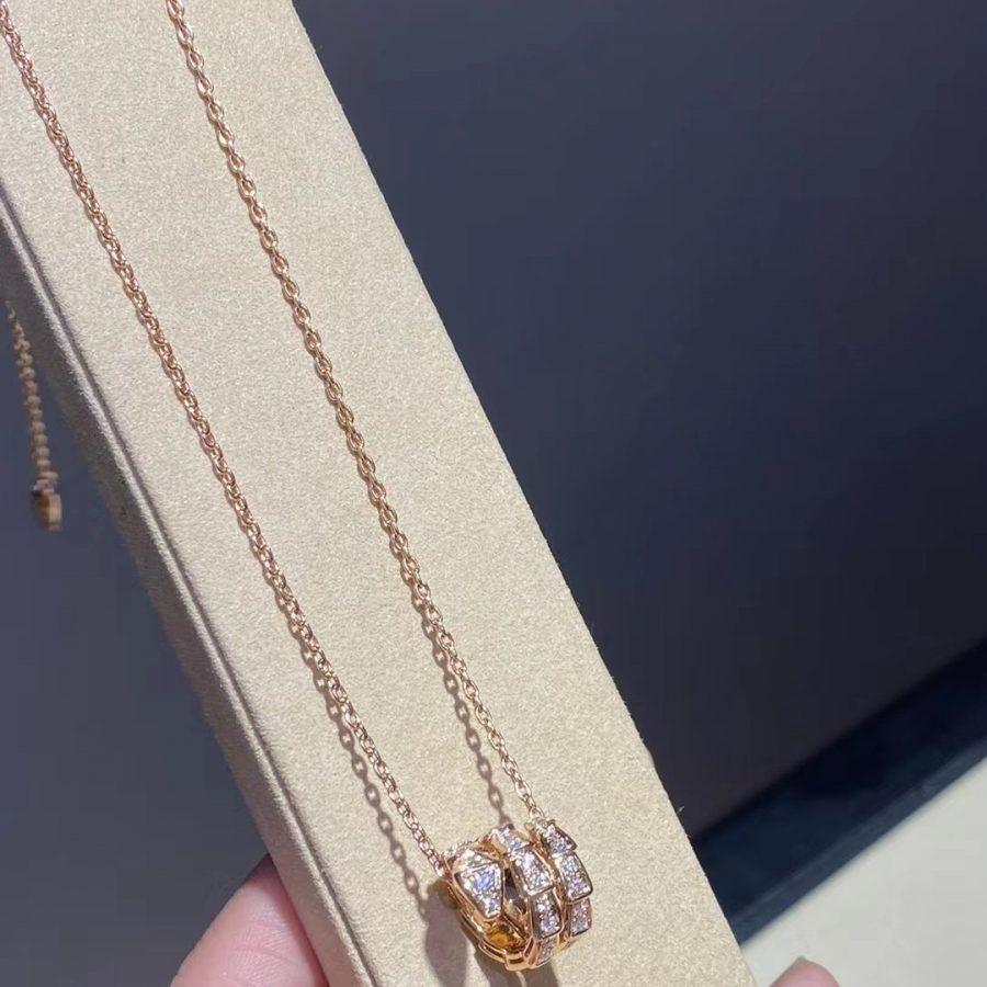 [Star Jewelry]SERPENTI PINK GOLD NECKLACE DOUBLE RING DIAMOND