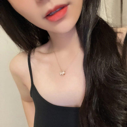 [Star Jewelry]SERPENTI PINK GOLD NECKLACE DOUBLE RING DIAMOND