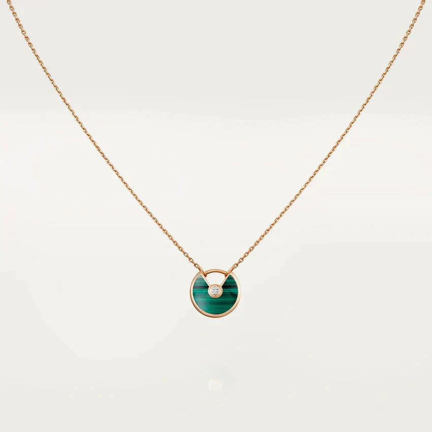 [Star Jewelry]AMULETTE ROSE GOLD MALACHITE NECKLACE