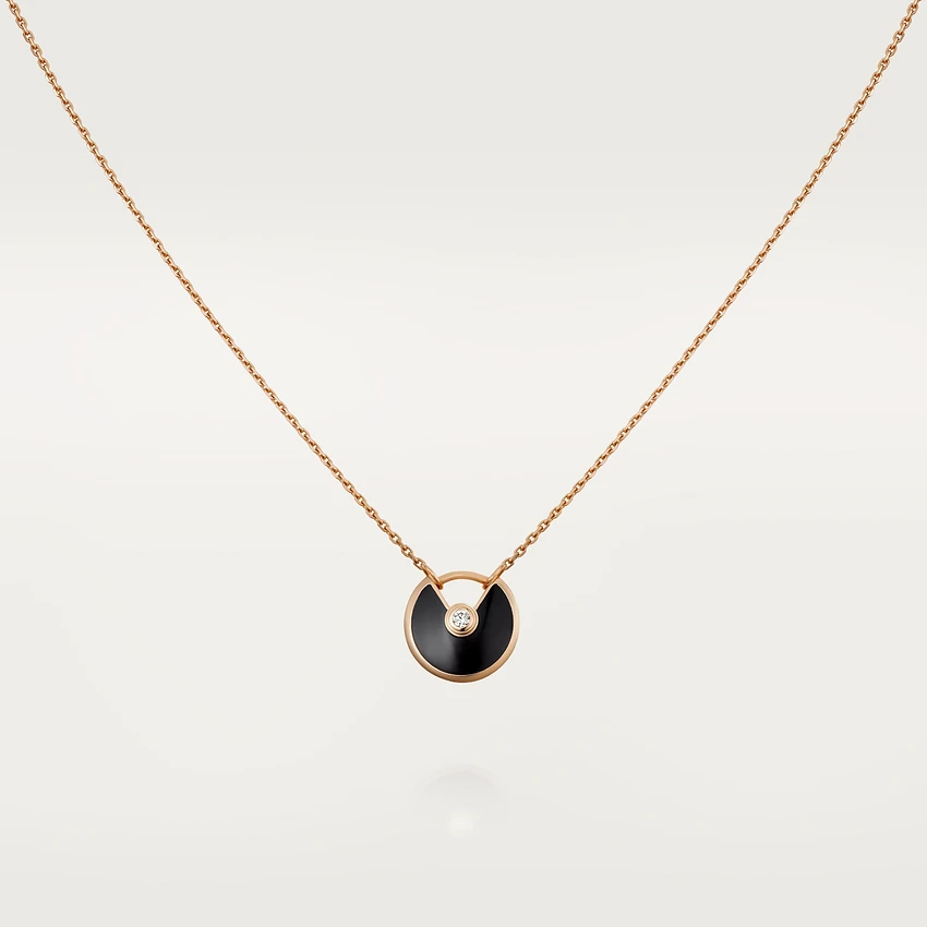 [Star Jewelry]AMULETTE ROSE GOLD ONYX NECKLACE