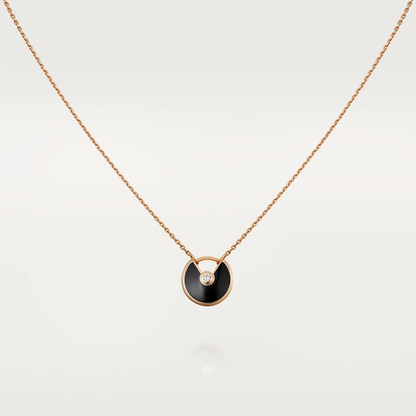 [Star Jewelry]AMULETTE ROSE GOLD ONYX NECKLACE