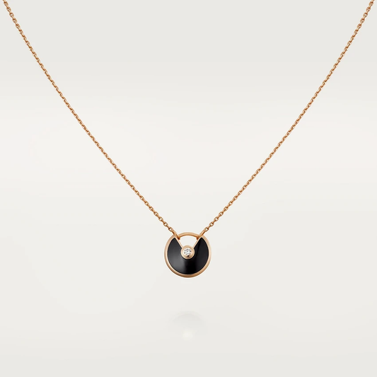 [Star Jewelry]AMULETTE ROSE GOLD ONYX NECKLACE