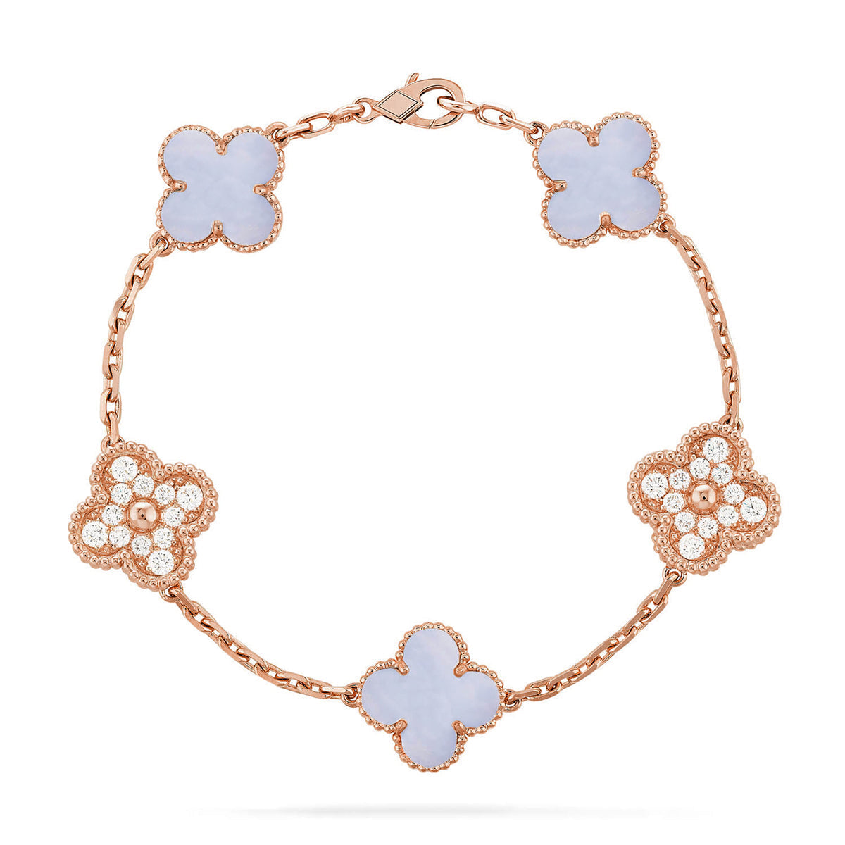 [Star Jewelry] CLOVER 5 MOTIF PURPLE CHALCEDONY BRACELET COLLECTION