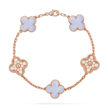 [Star Jewelry] CLOVER 5 MOTIF PURPLE CHALCEDONY BRACELET COLLECTION