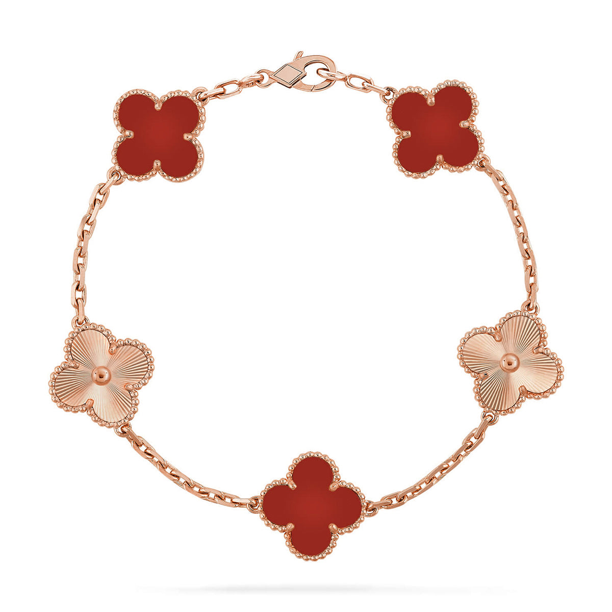 [Star Jewelry] CLOVER 5 MOTIF RED CORNELIAN BRACELET COLLECTION
