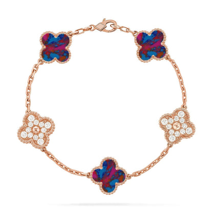 [Star Jewelry]CLOVER 5 MOTIF COLOR GEMSTONES BRACELET COLLECTION