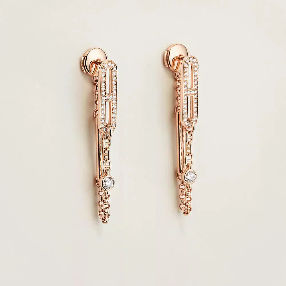 [Star Jewelry]CHAINE CHAOS DIAMOND DROP EARRINGS